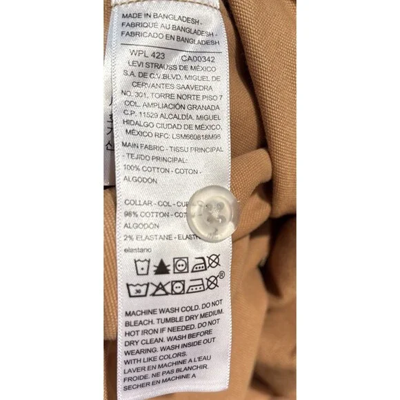 Levi Strauss Utility Shirt Jacket Canvas Snap Up Signature Collection Tan XL NWT - Picture 10 of 16